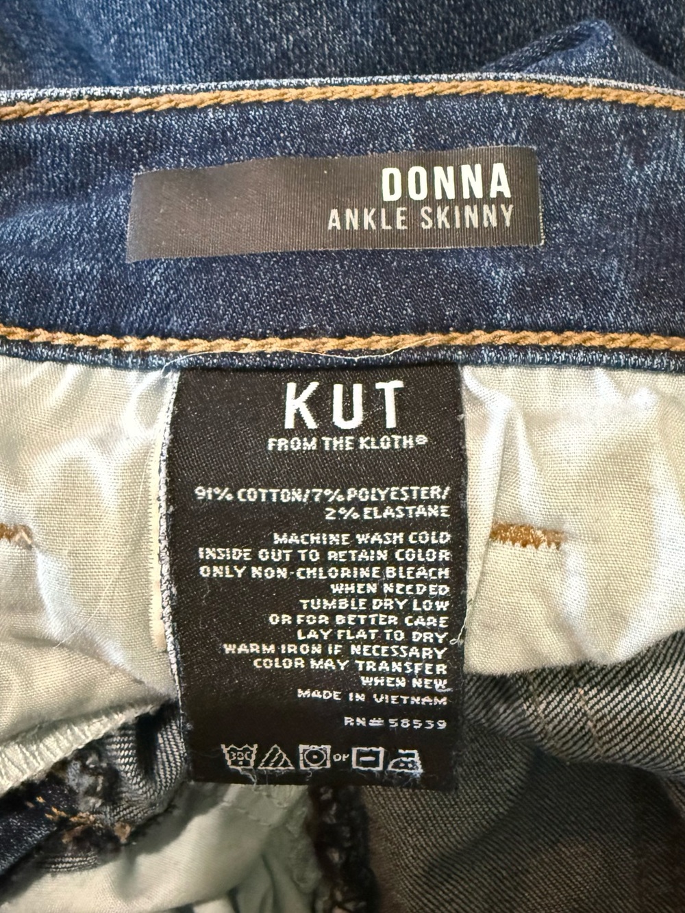 KUT From The Kloth Donna Ankle Skinny Jeans Size 4 Distressed Raw Hem Dark Wash - Picture 4 of 7